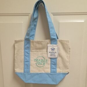 Trader Joe's Mini Pastel Canvas Tote Bag Spring 2026 Blue